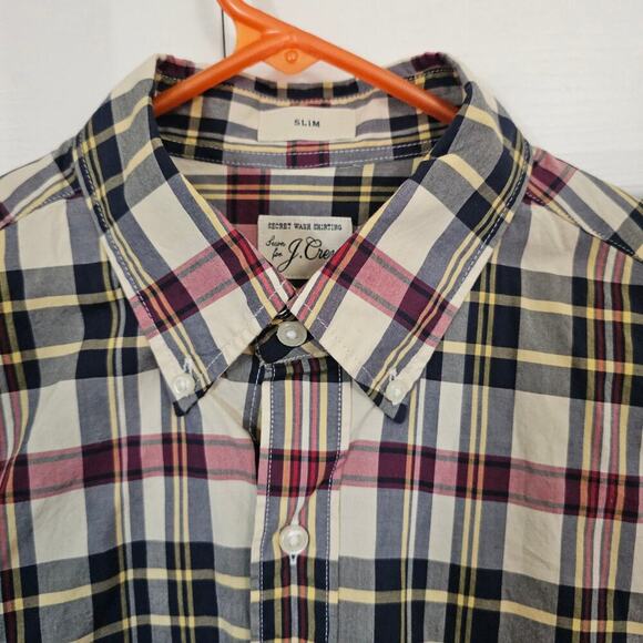 J. Crew Mens Classic Plaid Button-Down Shirt Small Red Yellow Blue Long Sleeve - Picture 4 of 9